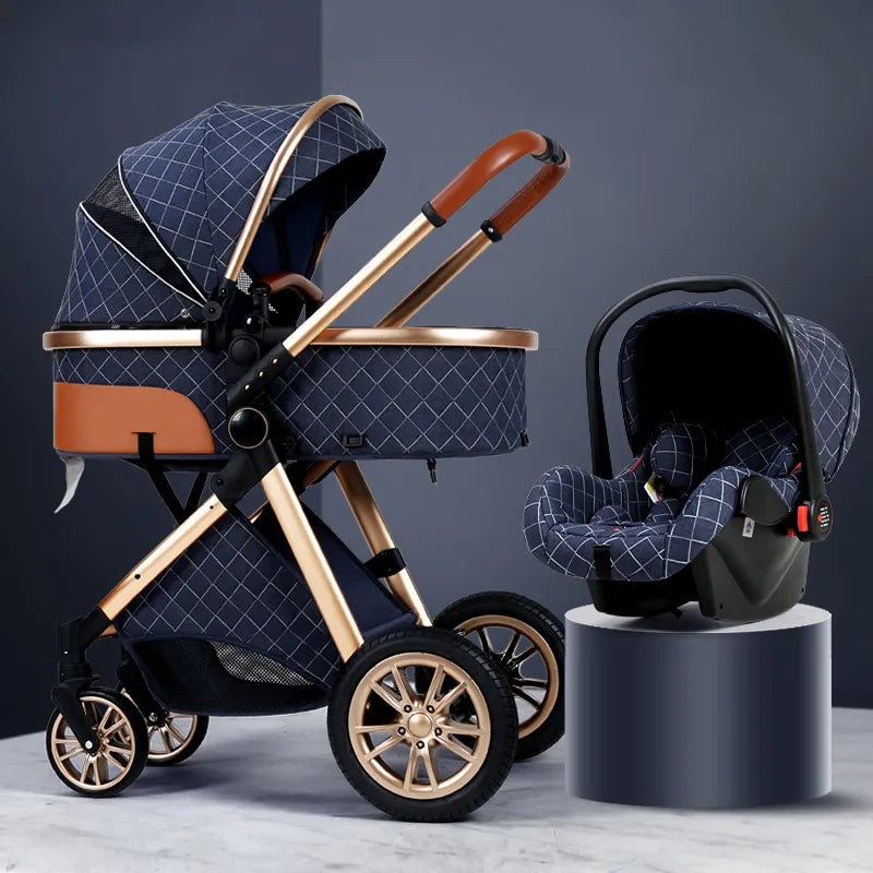 Luxury 3-in-1 High Landscape Baby Stroller - Portable Pushchair, Cradle, and Infant Carrier | Free Shipping