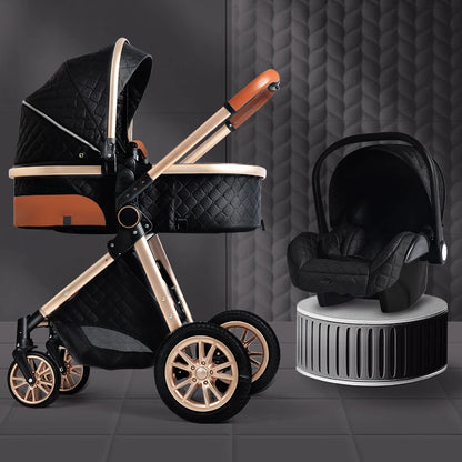 Luxury 3-in-1 High Landscape Baby Stroller - Portable Pushchair, Cradle, and Infant Carrier | Free Shipping