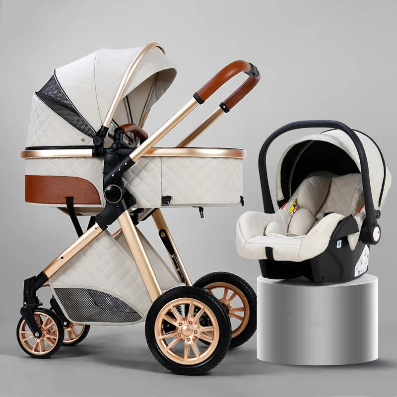 Luxury 3-in-1 High Landscape Baby Stroller - Portable Pushchair, Cradle, and Infant Carrier | Free Shipping