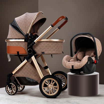 Luxury 3-in-1 High Landscape Baby Stroller - Portable Pushchair, Cradle, and Infant Carrier | Free Shipping