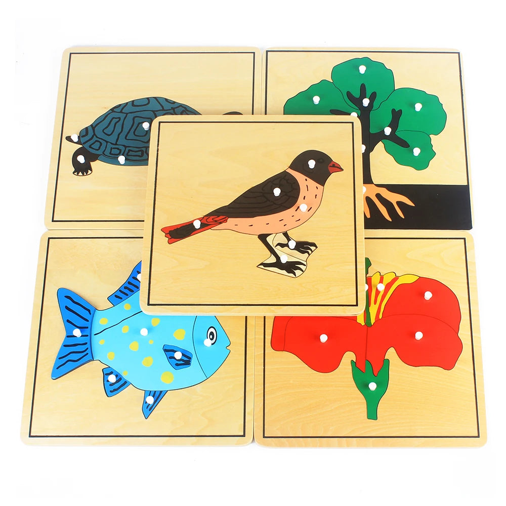 Montessori Wooden Puzzle for Kids - Early Childhood Educational Toy with Flowers, Plants, and Animals - Preschool Learning & Training