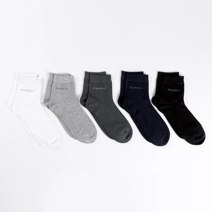 10 Pairs Bamboo Fiber Men's Crew Socks - Anti-Bacterial, Breathable, High Quality Casual & Business Socks