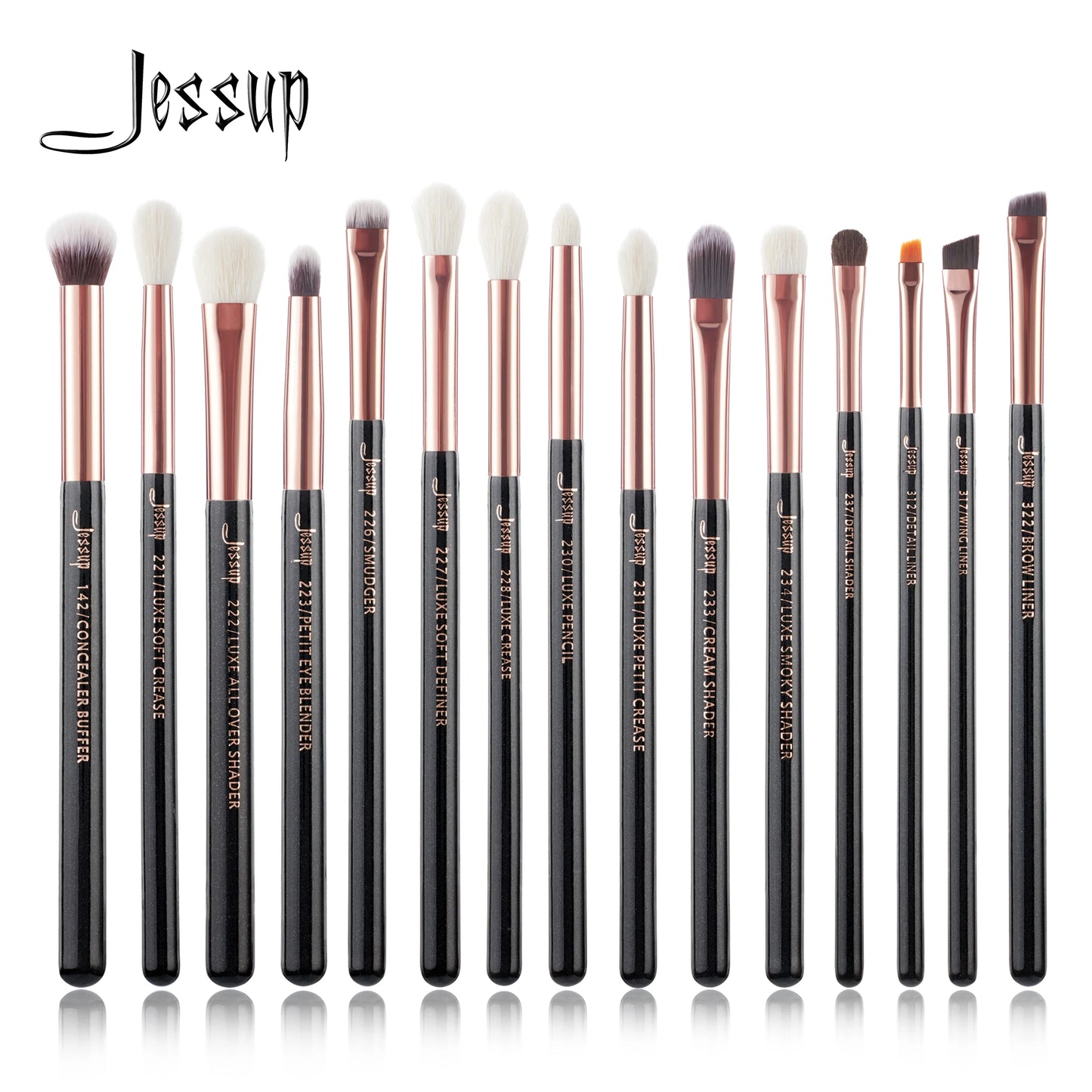 15-Piece Professional Makeup Brush Set - Natural and Synthetic Hair Eye Brushes Kit