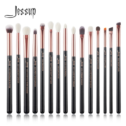 15-Piece Professional Makeup Brush Set - Natural and Synthetic Hair Eye Brushes Kit