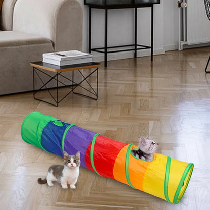 Foldable Interactive Cat Tunnel Toy - Durable Pet Play Tube with Crinkle Paper and Peek Holes for Kittens, Puppies, and Small Pets