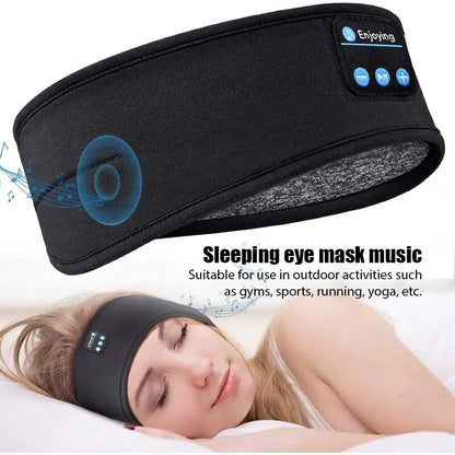 Wireless Bluetooth Sports Headband Earphones with Music Eye Mask - Elastic, Noise-Canceling Headset for Sleep and Exercise