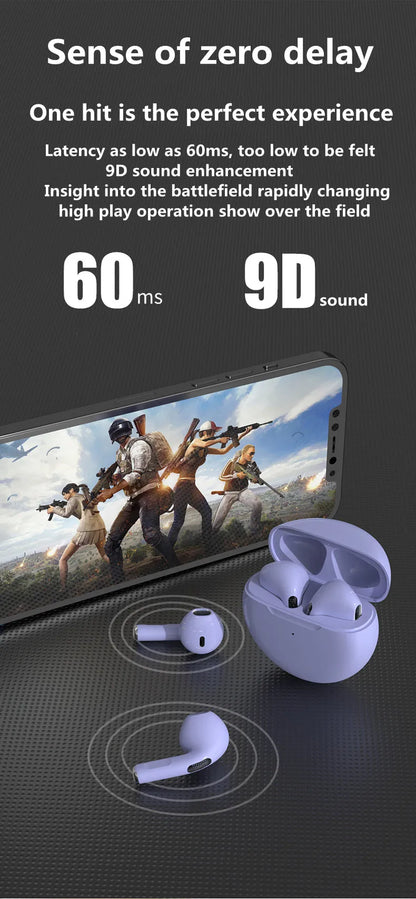 Air Pro 6 TWS Wireless Bluetooth Earphones with Mic - Noise Cancelling, Waterproof In-Ear Earbuds for Sports and Everyday Use