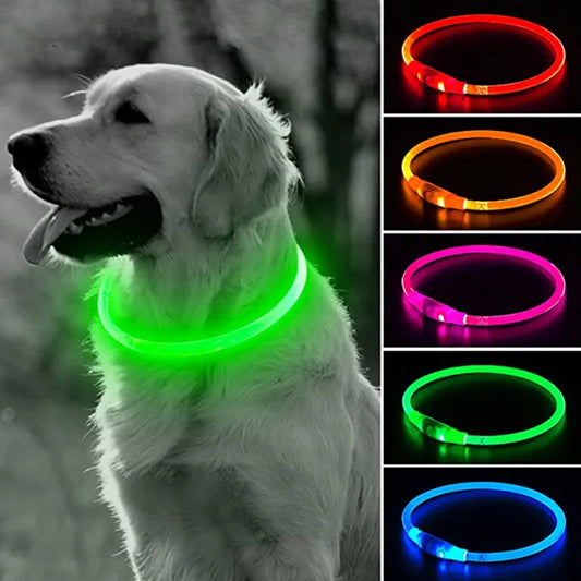 USB Rechargeable LED Dog Collar - Luminous Reflective Safety Collar with 3 Light Modes