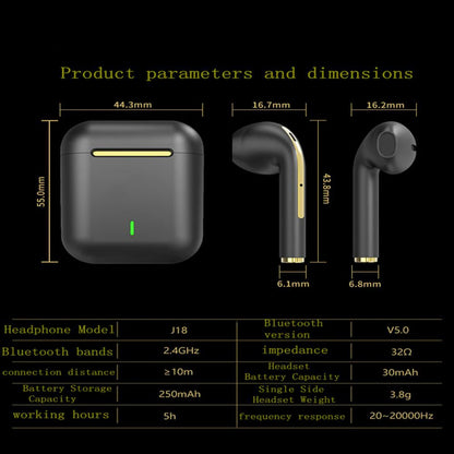 Xiaomi J18 Wireless Bluetooth In-Ear Headphones - Sport Earbuds with Mic, Noise Cancellation, Waterproof, Bluetooth 5.3