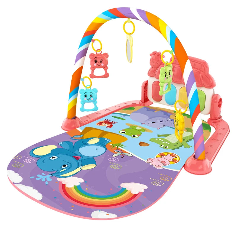 Musical Baby Activity Gym Rack - Early Education Play Mat for Newborns (0-36 Months) with Piano Keyboard and Crawling Blanket