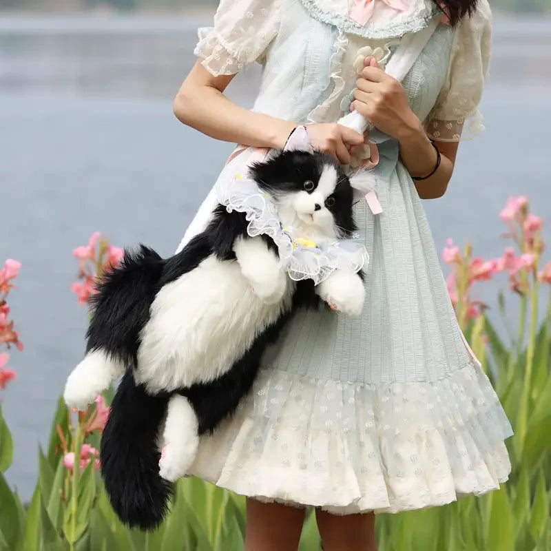 Handmade Plush Kitten Backpack, Adorable Stuffed Cat Tuxedo Bag,  Perfect Fashion Gift for Women & Kids