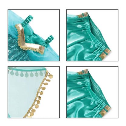 Disney Jasmine Princess Dress - Aladdin Costume for Girls, Perfect for Birthdays, Halloween, and Cosplay