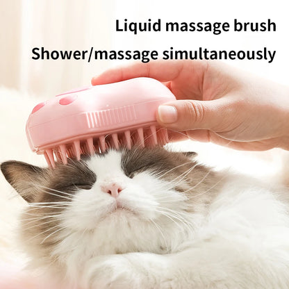 3-in-1 Electric Pet Grooming Brush with Steam & Massage - Hair Removal Comb for Cats & Dogs