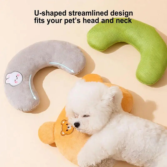 Soft U-Shaped Pet Pillow for Cats and Dogs - Neck Guard, Bite-Resistant, Winter Comfort