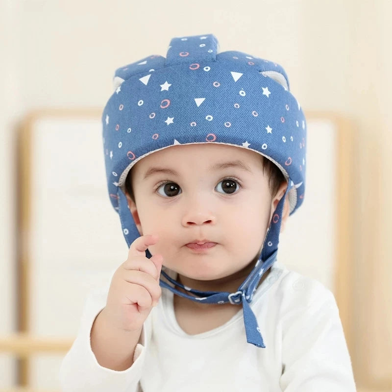 Cotton Infant Safety Helmet - Toddler Head Protection Hat for Walking & Crawling, Adjustable Baby Crash Helmet