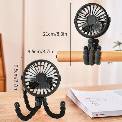 Portable Multifunctional Stroller Mini Fan - USB Charging, Mobile Phone Holder, Handheld Octopus Fan for Outdoor Use