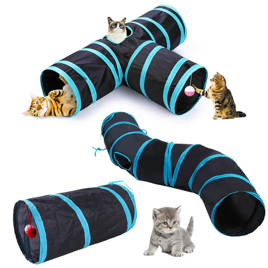 Foldable Cat Tunnel - Interactive Play Tunnel for Indoor Cats, Breathable and Durable Pet Toy