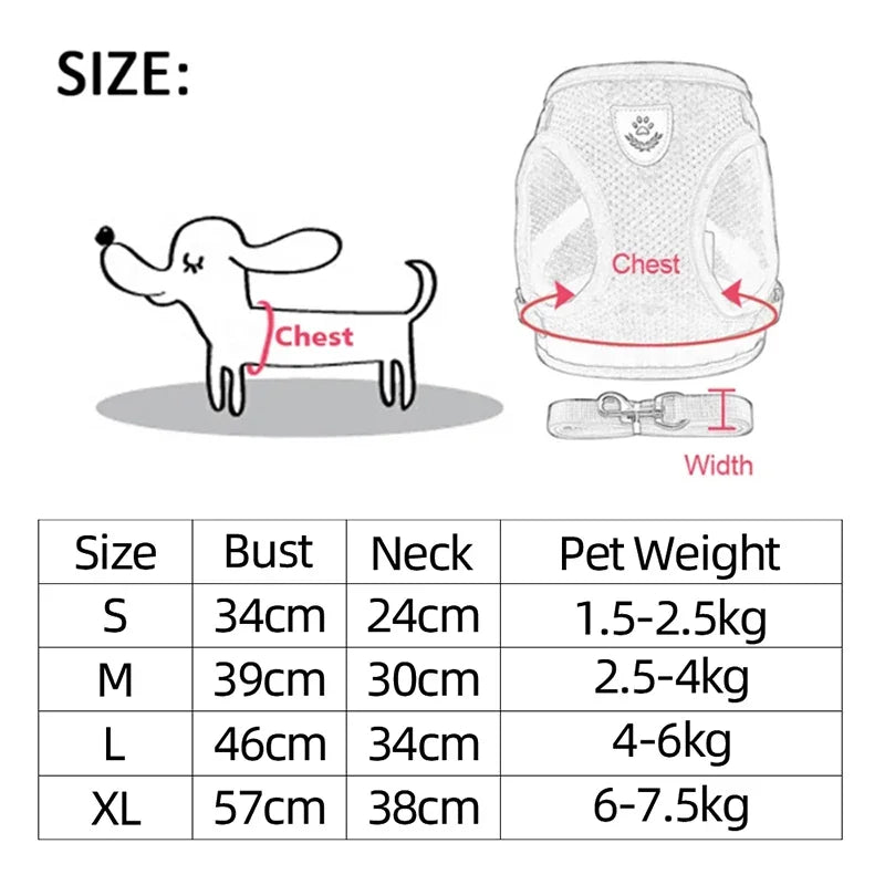 Adjustable Mesh Cat Harness Vest with Leash - Reflective, Breathable Walking Harness for Small and Medium Dogs & Kittens