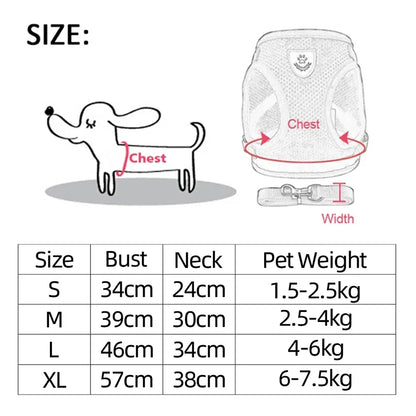 Adjustable Mesh Cat Harness Vest with Leash - Reflective, Breathable Walking Harness for Small and Medium Dogs & Kittens