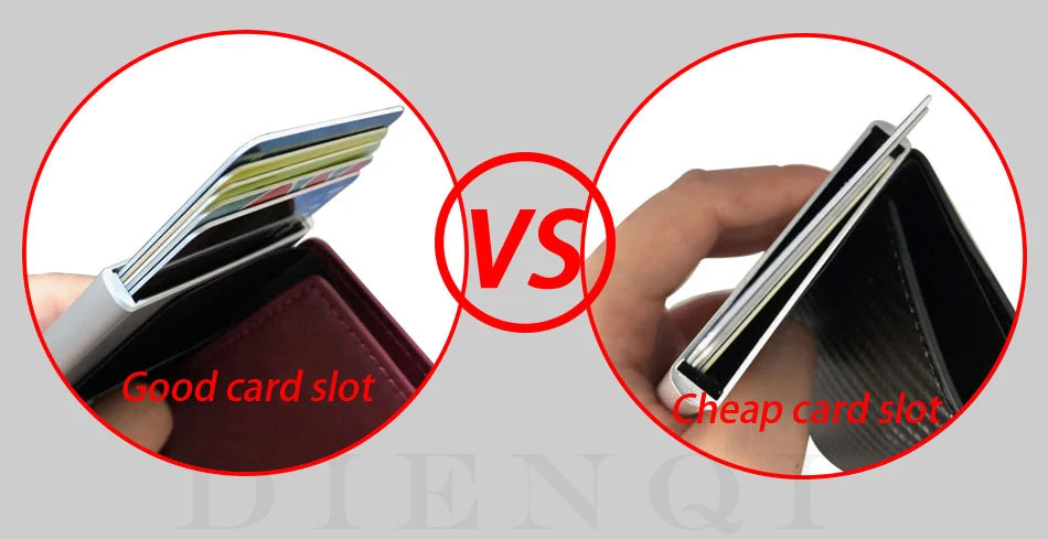 RFID Blocking Leather Credit Card Holder Wallet | Secure Metal Aluminum Business Card Case for Men