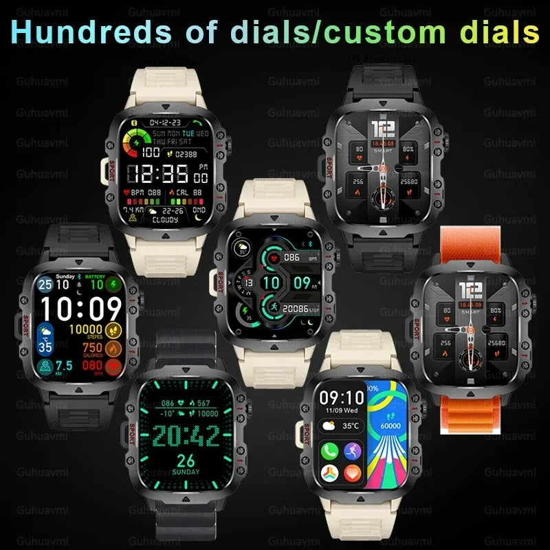 1.96" AMOLED Screen Smart Watch for Men - Bluetooth Call, Heart Rate & Blood Oxygen Monitor, Waterproof Fitness Tracker