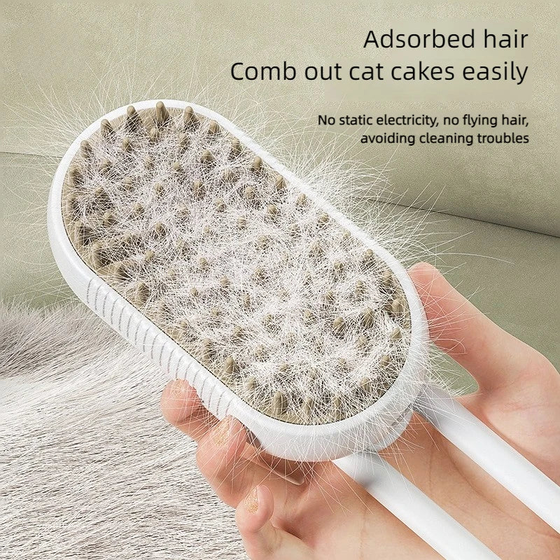 3-in-1 Pet Steam Brush for Cats and Dogs - Steamy Spray, Massage, and Hair Removal Grooming Comb