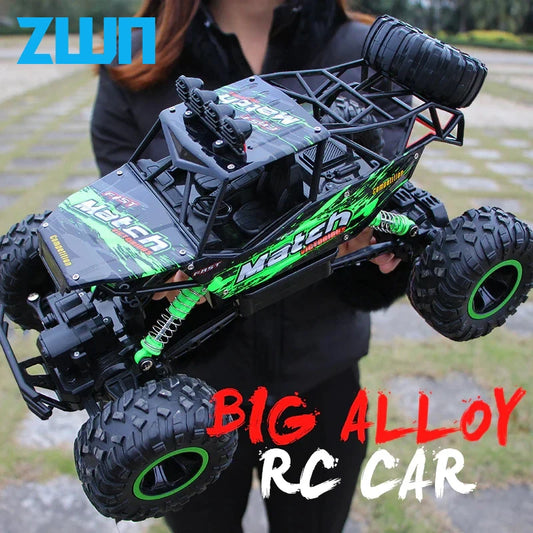 High-Speed 4WD RC Car with LED Lights - 1:12 / 1:16 Scale, 2.4Ghz Remote Control Buggy, Off-Road Monster Truck for Kids