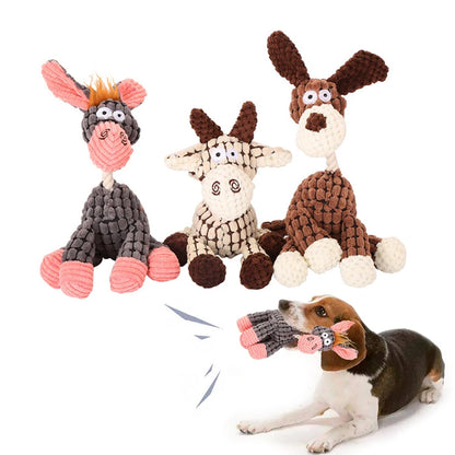 Durable Donkey Shaped Squeaky Plush Toy for Dogs and Cats - Chew and Molar Training Pet Toy