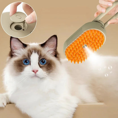 3-in-1 Pet Steam Brush for Cats and Dogs - Steamy Spray, Massage, and Hair Removal Grooming Comb