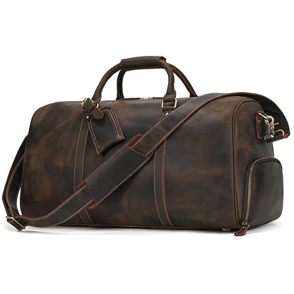 Luxury Genuine Leather Men Women Travel Bag Cow Leather Carry On Luggage Bag Travel Shoulder Bag Male Female Weekend Duffle Bag