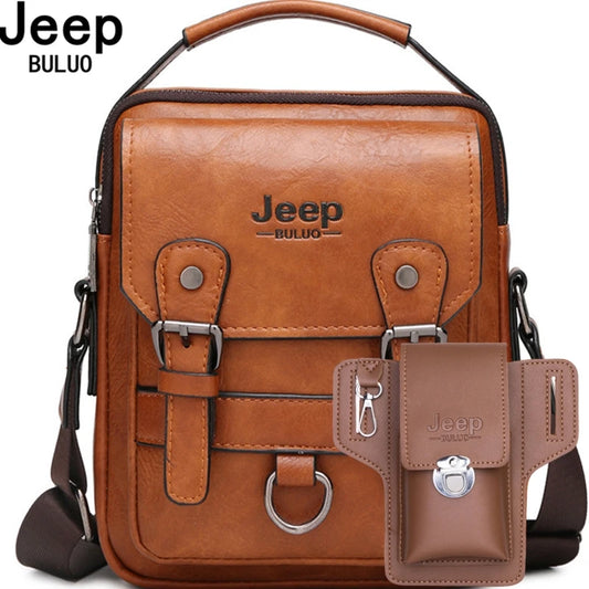 JEEP BULUO Men's Multi-function Business Handbag - Large Capacity Leather Messenger Bag & Crossbody