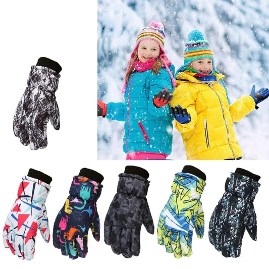 Waterproof Kids Ski Gloves - Non-Slip, Thickened, Warm Winter Snow Mittens