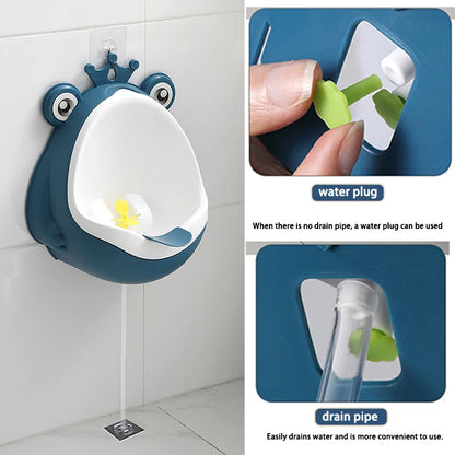 Wall-Mounted Cartoon Frog Urinal for Boys - Adjustable, Easy-to-Clean, Portable Children's Toilet