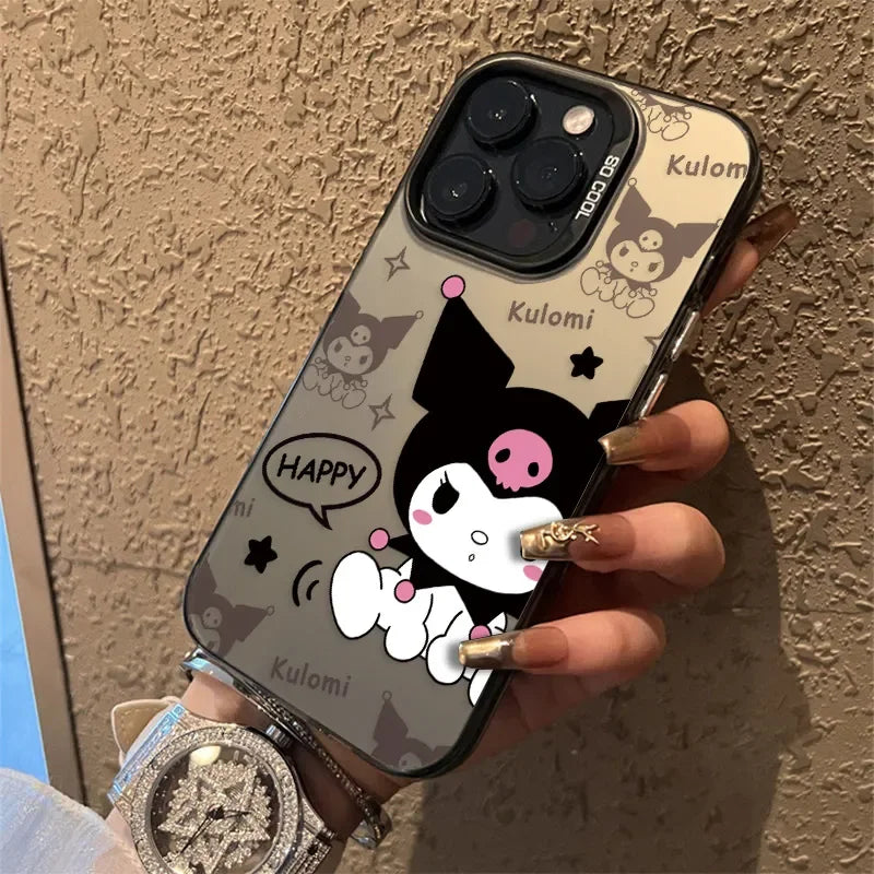 Sanrio Kuromi Happy Phone Cases For iPhone 15 14 13 11 12 Pro Max XS XR 7 8 Plus MINI Cartoon Cute Shockproof Cover Y2K Girl