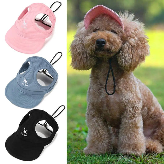 Adjustable Pet Baseball Hat for Dogs and Cats - Summer Outdoor Travel Sun Cap with Ear Holes