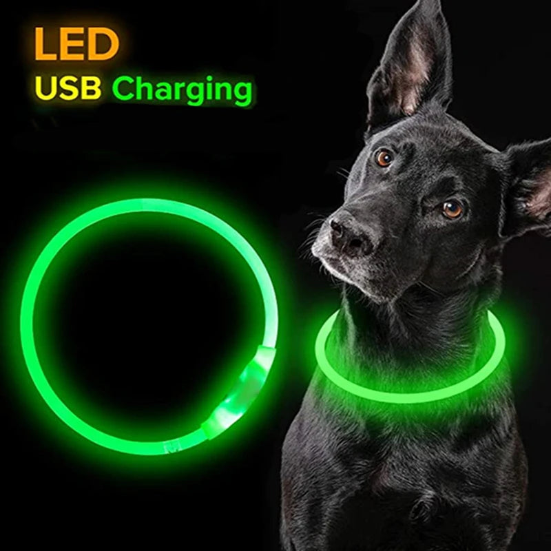 USB Rechargeable LED Dog Collar - Luminous Reflective Safety Collar with 3 Light Modes