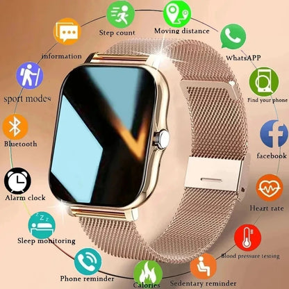 New Full Touch Screen Smart Watch for Men & Women - Fitness Tracker with BT Call, Heart Rate Monitor, and Multiple Dials