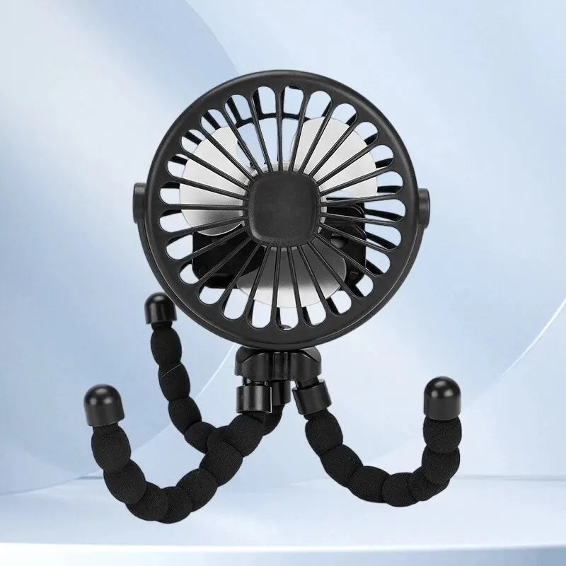 Portable Multifunctional Stroller Mini Fan - USB Charging, Mobile Phone Holder, Handheld Octopus Fan for Outdoor Use