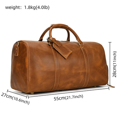 Luxury Genuine Leather Men Women Travel Bag Cow Leather Carry On Luggage Bag Travel Shoulder Bag Male Female Weekend Duffle Bag