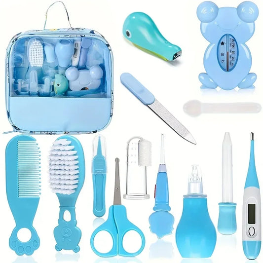 Comprehensive Baby Grooming and Health Care Kit - Newborn Safety Care Set with Hair Comb, Nail Clippers, Aspirator, and Nose Cleaner