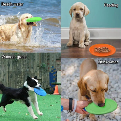 Durable Silicone Dog Flying Disc - Chew-Resistant Interactive Toy for Puppies & Dogs (15/18/22cm)