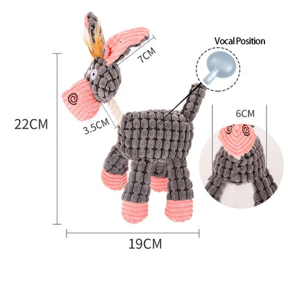 Durable Donkey Shaped Squeaky Plush Toy for Dogs and Cats - Chew and Molar Training Pet Toy