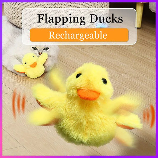 Interactive Flapping Duck Cat Toy with Vibration Sensor and Catnip - Washable Electric Plush Bird Toy for Kittens and Cats