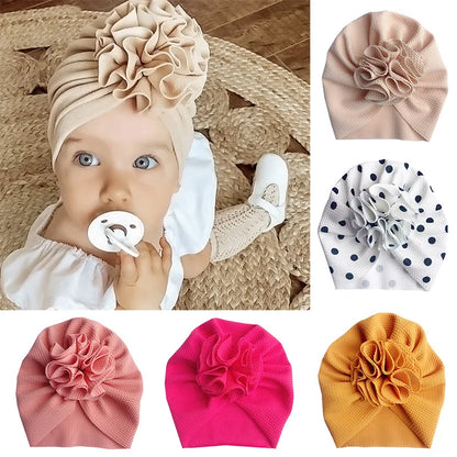 Cute Flower Baby Hat - Toddler Turban, Infant Head Wraps, Newborn Beanie Cap for 0-18 Months