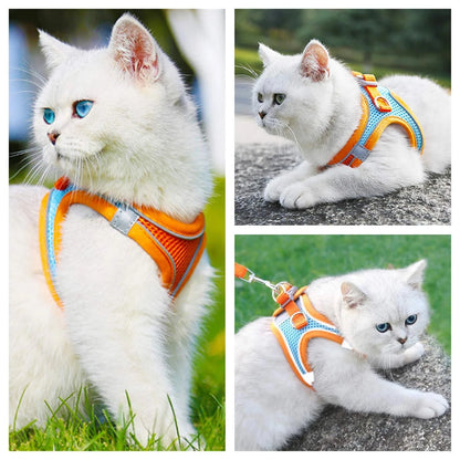 Reflective Cat Harness and Leash Set - Adjustable Pet Harness for Cats and Small Dogs, Ideal for Pugs and Chihuahuas