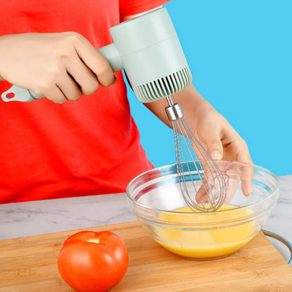 Portable USB Electric Food Mixer & Wireless Hand Blender - 3-Speed Egg Beater, Garlic Crusher, Dough & Cream Masher - Kitchen Tool