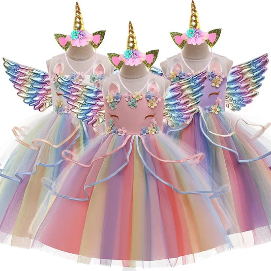 Baby Girl Unicorn Princess Dress - Sleeveless Cosplay Costume for Birthday, Wedding, Christmas, and Parties