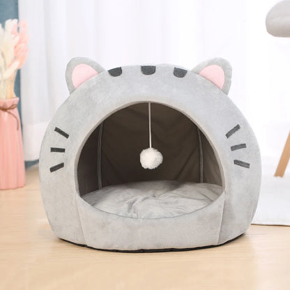 Warm Cat Bed House - Cozy Kitten Cave Cushion, Small Dog Basket Tent, Reversible Cushion, Pet Mat for Cats and Small Dogs