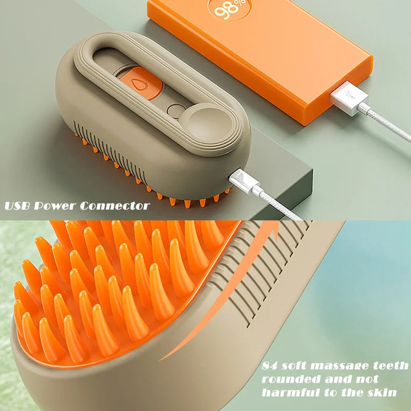 3-in-1 Pet Steam Brush for Cats and Dogs - Steamy Spray, Massage, and Hair Removal Grooming Comb