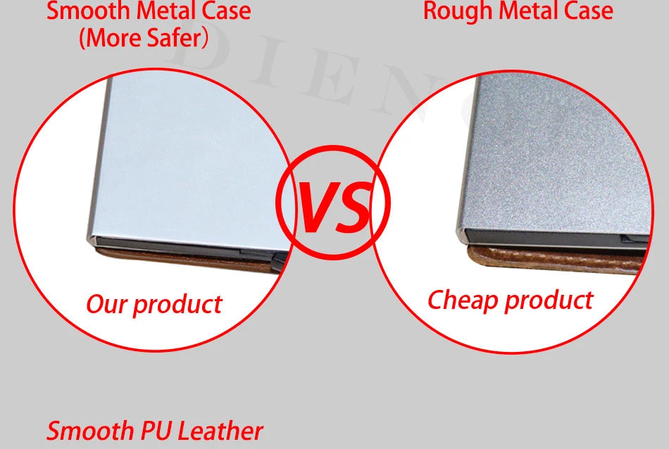 RFID Blocking Leather Credit Card Holder Wallet | Secure Metal Aluminum Business Card Case for Men